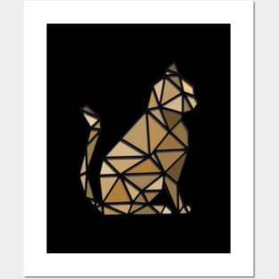 geometric cat Posters and Art